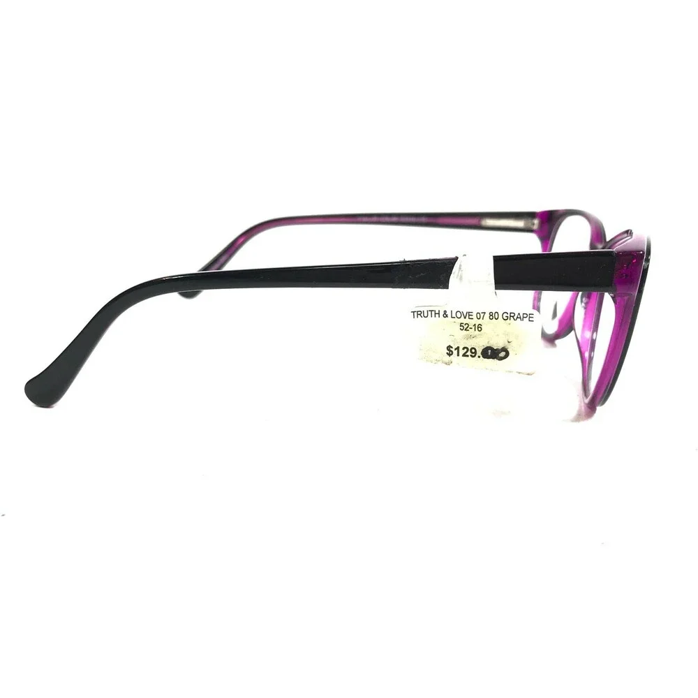 Truth & Love T&L 07 COL 80 Eyeglasses Frames Black Purple Cat Eye Full Rim 135